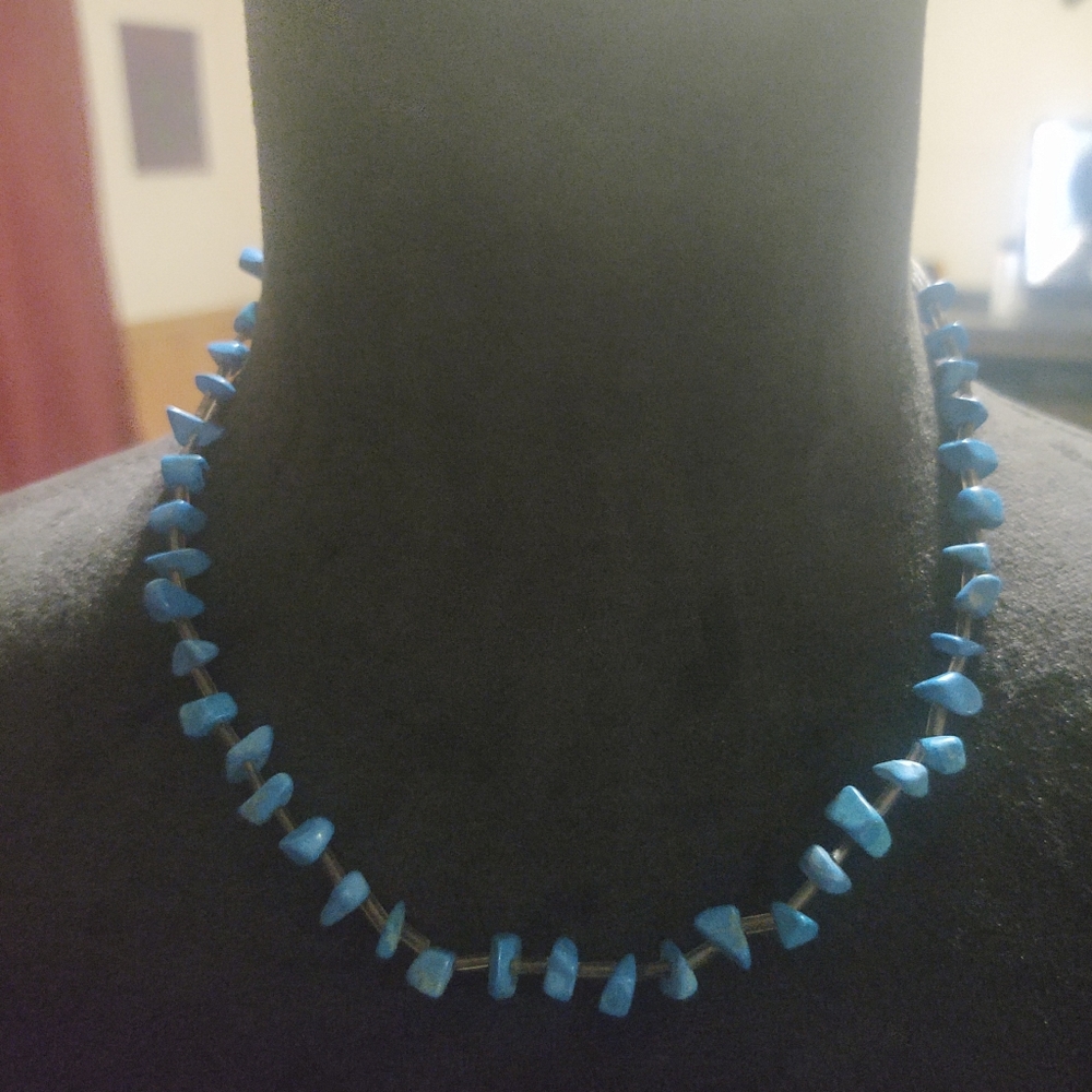 Blue and silver necklace 18 inches